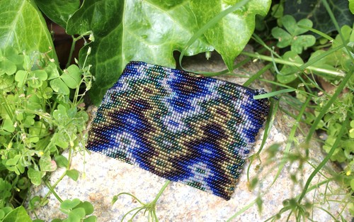 Beaded Blue Gold Coin Purse with Zipper And Liner Vintage - Imagen 12 de 13