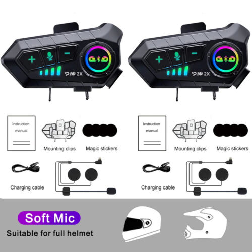 Motorcycle Helmet Bluetooth Intercom Headset Wireless InterphoneIntercomunicador - Foto 26 di 26