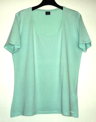 BOGNER JEANS   Damen Shirt, Baumwolle, Kurzarm, Logo, Mintgrün, Gr. 44