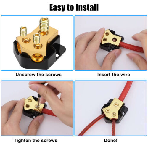12V Verteilerblock Distributionsblock Fahrzeug Audio 1 In 2 Wege Out Power Dist - Picture 6 of 8