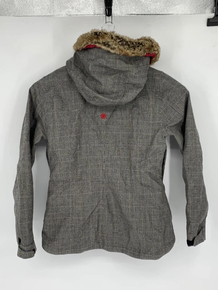 Parka para mujer Athleta abrigo con capucha de piel sintética negro/gris talla grande Foto 3 de 4