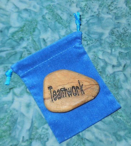 Teamwork Meditation Worry Stone & Blue Bag NEW Picture Jasper Grounding Healing - Picture 1 of 2