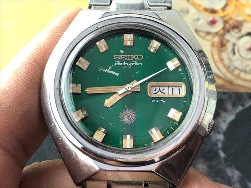 VINTAGE 70'S SEIKO ADVAN 7019-7360 GREEN AUTOMATIC MENS WATCH 38MM - Picture 9 of 22