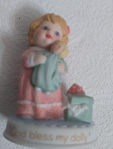 Vintage 1990 Avon - Tender Memories Porcelain Figure - God Bless My Dolly 4" T - Picture 8 of 11
