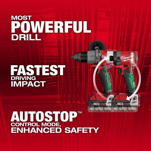 Milwaukee Hammer Drill + Impact Driver Combo Kit 18V Li-Ion Brushless w/ Jigsaw - Picture 2 of 11