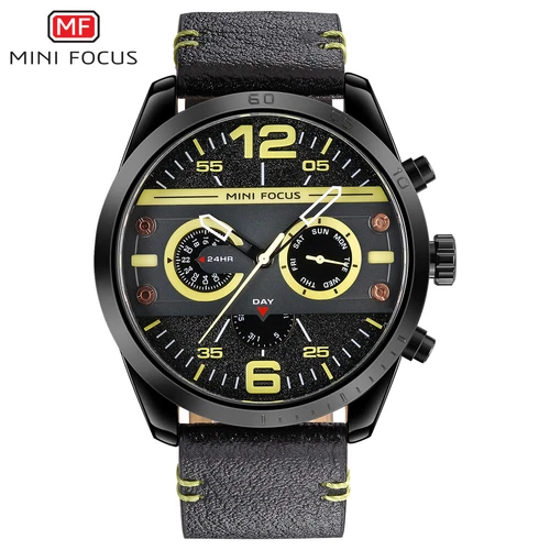 MINI FOCUS Herrenuhr Multifunktion Business Uhren Echtleder Armbanduhr - Bild 11 von 12