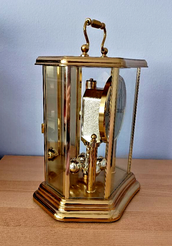 Vintage Hermle Pendulum Hexagon Carriage Shelf Table Mantel Clock Germany - Imagen 12 de 12