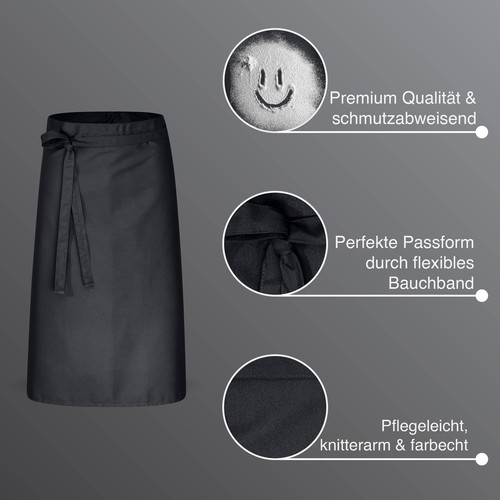 Premium pre-binder 100x80cm gastronomy apron waiter apron cooking apron - Picture 115 of 134