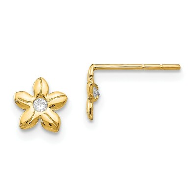 Synthetic Cz Post Earrings 14k Yellow Gold Madi K Synthetic Cz Post Earrings 14k Yellow Gold Madi K