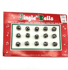 Vintage Christmas Jingle Bells 15 On Card Metal Criterion Bell Made InUSA Crafts