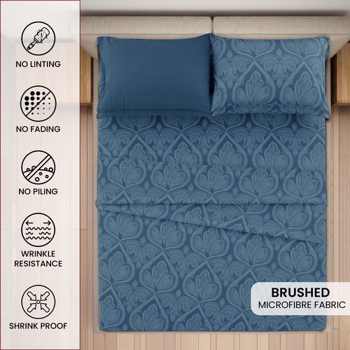 Set lenzuola 6 pezzi Deep Pocket serie 1800 lenzuola comfort paisley microfibra - Foto 44 di 110