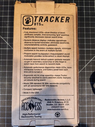 BCA TRACKER DTS AVALANCHE Transceiver Beacon With Harness Straps Powers On - 第 6/7 張圖片