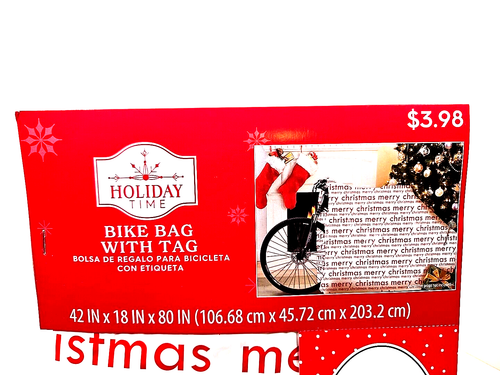 Neu Frohe Weihnachten Fahrradtasche mit Geschenkanhänger 42"X18"X80" Urlaub Geschenkverpackung - Bild 5 von 6
