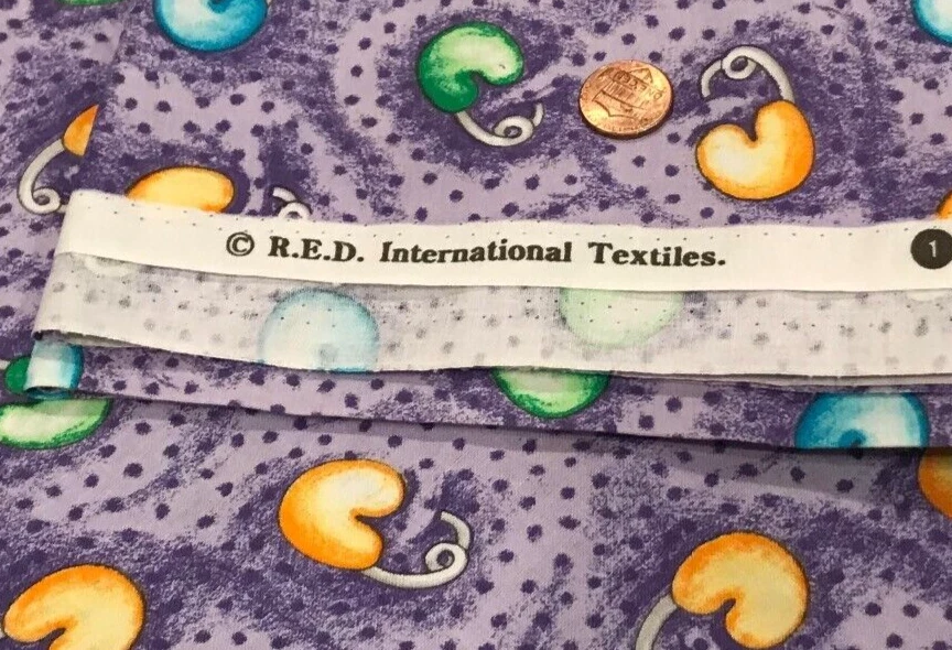 Colorful Heart-Shaped Safety Pins*Dotted Tonal Purple*R.E.D. *100% Cotton*21"x8" - Image 4 of 4