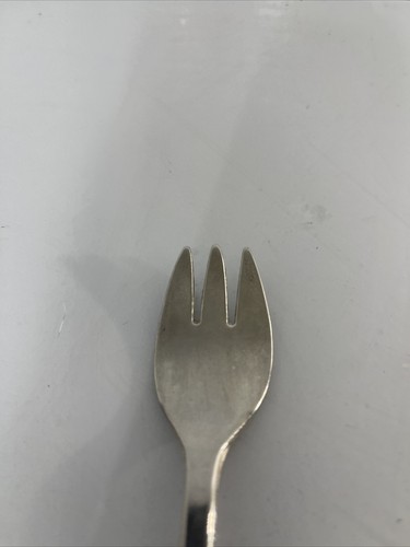 Piccola forchetta per bambini vintage placcata argento Made in Italy scritta Leonard - Foto 2 di 7