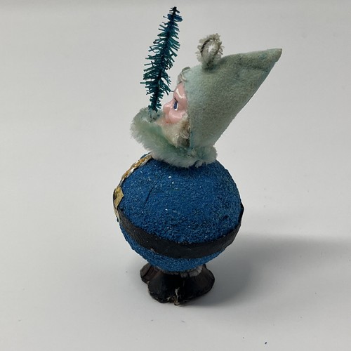 Vintage Christmas Putz Santa Gnome Elf Chenille Brush Tree Ornament Mica Glitter - Picture 2 of 5