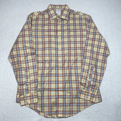 Brooks Brothers Shirt Slim Fit Mens Medium Multicolor Button Up Long Sleeve