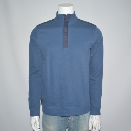 HUGO BOSS Regular Fit Sidney 100% Cotton Blue Quarter 1/4 Zip Sweater Sz M