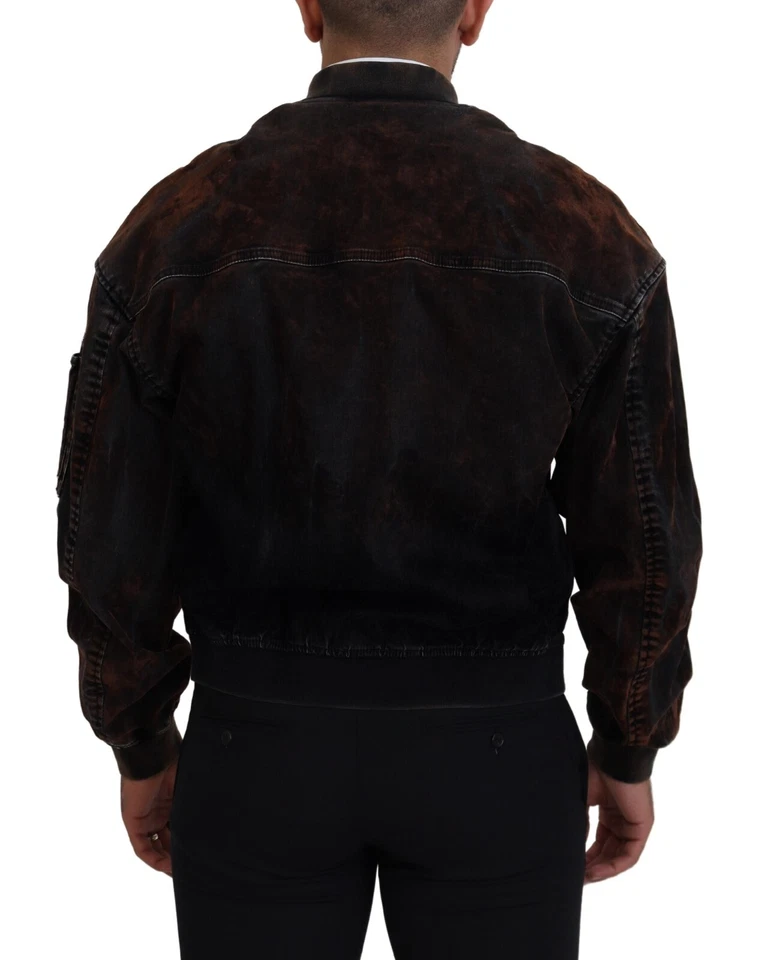 DSQUARED2 Jacket Brown Cotton Bomber Zipper Pocket Sleeves IT48/US38/M 1480usd - Image 3 of 4