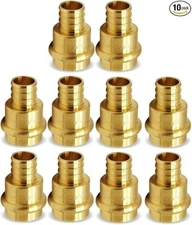 1/2" Press-Fit PEX Crimp Coupling Brass Adapter For Pipe Connection Pack of 10