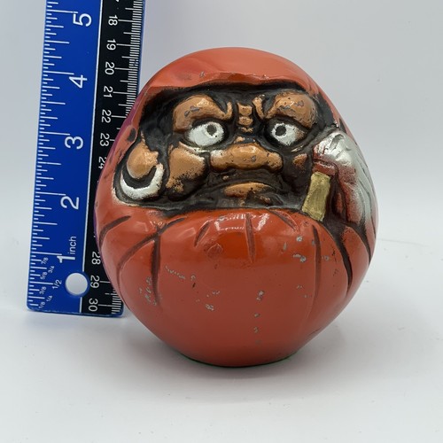 Antike seltene japanische EISEN Daruma Puppe Glück Charm Nambu Tekki Volkskunst Vintage - Bild 2 von 12