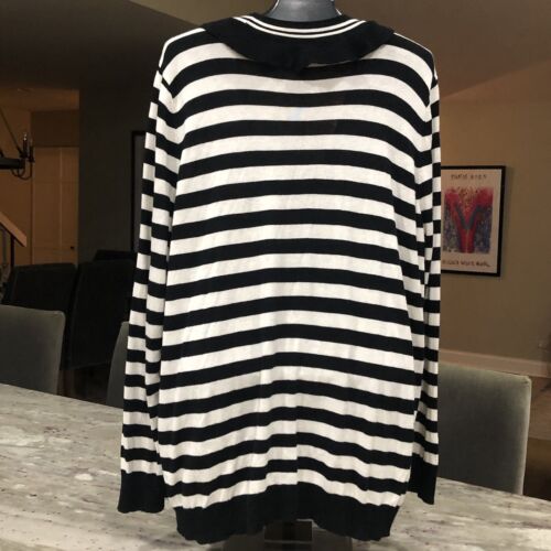 Polo Ralph Lauren Women’s Size XL Striped Long Sleeve Button Up Sweater Ruffle - Picture 2 of 13