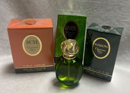 Christian Dior Dune / Tendre Poison / Poison EDT 30ml × 3 set nuovo 2505Y - Foto 2 di 10