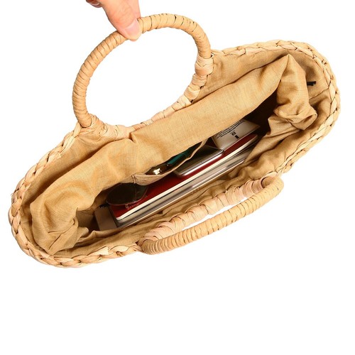 Summer Beach Hobo Bag, Women Straw Paper Handbag Drawstring Large Capacity Tote - Picture 2 of 7