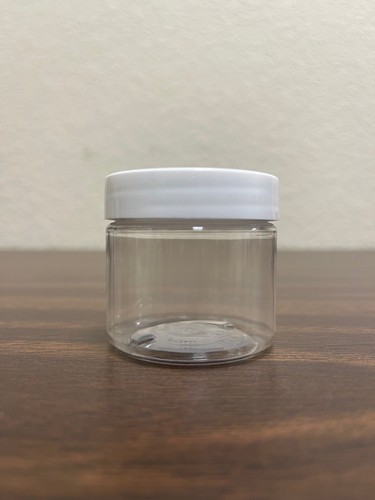 2 oz - 48/400 Wide Mouth CLEAR Round Plastic Jars WITH White Lids (16 Pack) - Picture 5 of 7