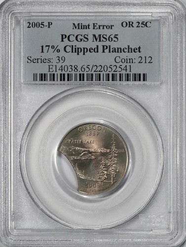 2005 PCGS MS65 Large 17% Clipped Planchet Oregon Quarter Mint Error Nice Color - Picture 3 of 4