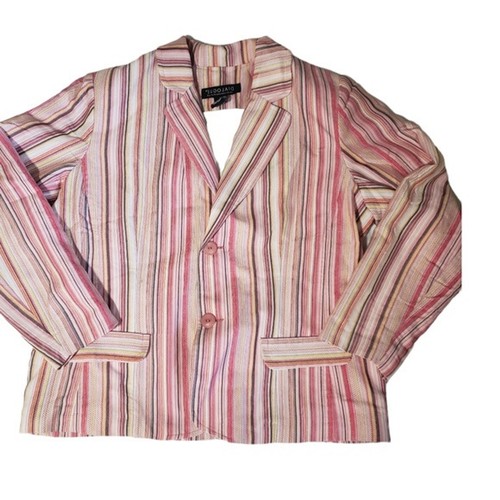 Dialogue Pink Muli-Colored Striped Blazer - 1X - Picture 4 of 10