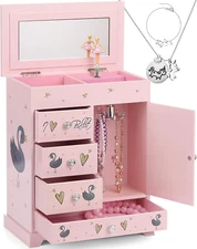 Jewelry Box for Girls 8.9 X 4.92 X 10.98 Inch Large 5 Layer Music Box with Spinn