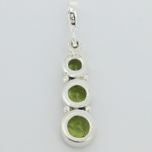 Colgante verde triple peridoto plata esterlina 925 piedra preciosa genuina y natural 5e - Imagen 12 de 12