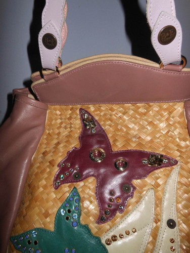 Large Bracher Emden Wicker & Leather Butterfly Jewel Crystal Embellished Bag - Picture 6 of 15