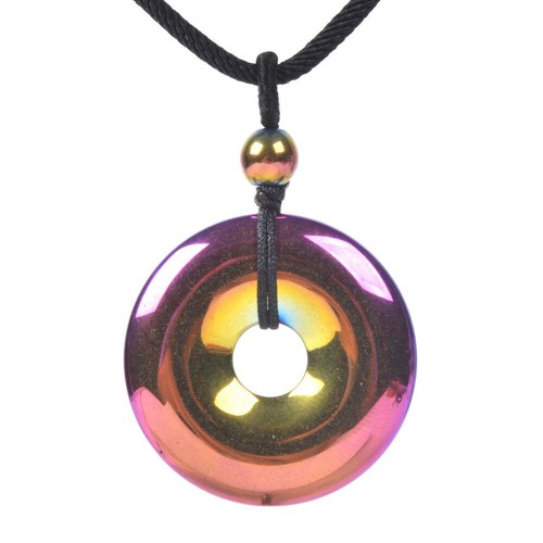 Gemstone 30mm Donut Beads Reiki Chakra Pendant Necklace Handmade Jewelry 22 Inch - Picture 107 of 331
