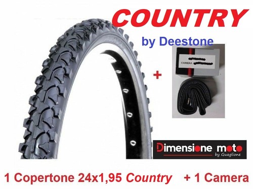 1 Copertone COUNTRY 24x1,95 Tassellato Nero + 1 Camera per Bici 24\