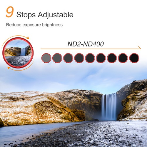 FOTGA 67mm Slim Fader Variable Filter Neutral Density ND2 to ND400 Red Z7M8 - Picture 5 of 9