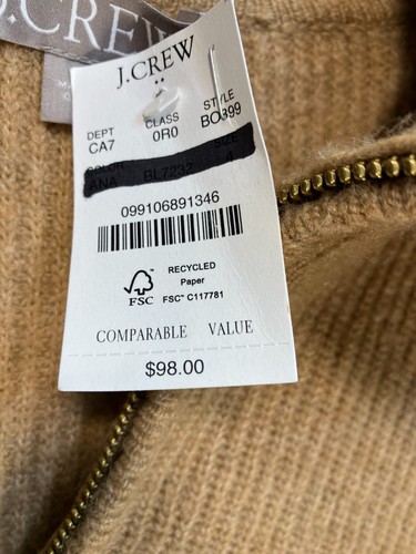 J. Crew Womens Brown Cable Knit Zip Turtle Neck Sweater Top Size XL - Picture 3 of 6