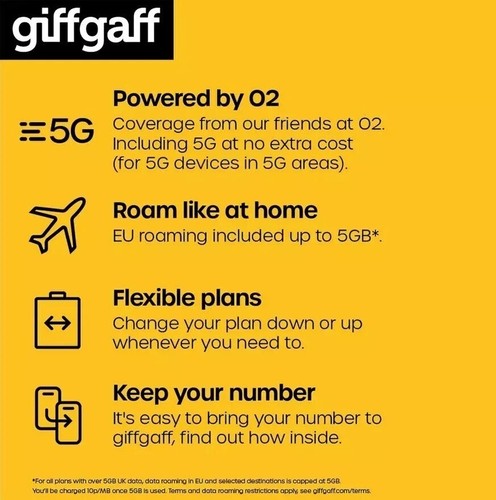 Giffgaff Pay As You Go SIM Card – 35GB Data + Unlimited Calls & Texts – £15 Plan - Picture 5 of 6