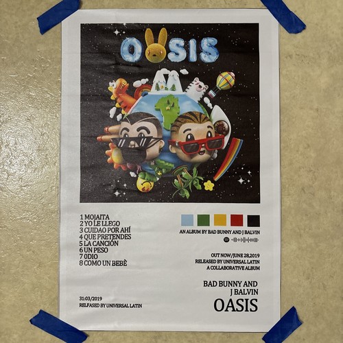 Bad Bunny & J Balvin - Oasis ✅ Hip Hop Rap Music Wall Art Canvas Poster ✅ 12x18”