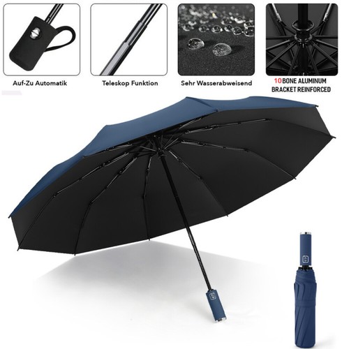 Regenschirm Automatik Stabil Sturmsicher Windfest Herren Damen Taschenschirm DHL - Bild 9 von 20