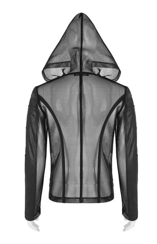 PUNK RAVE Hombres Chaqueta con Capucha Malla Punk Mangas Irregulares Perspectiva Abrigo Corto - Imagen 22 de 26