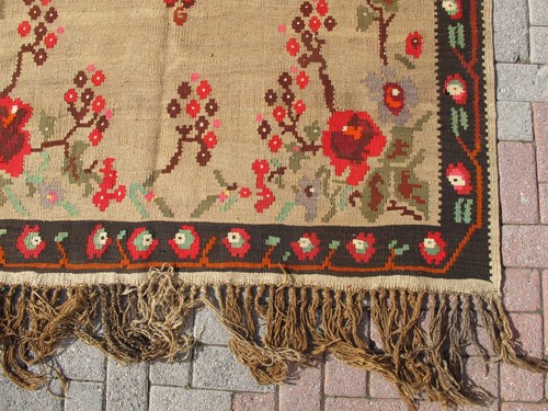 Vintage Hand Woven Carpet 5 x 8 Brown Traditional Wool Kilim Rug Old Tribal Rug - Picture 12 of 17