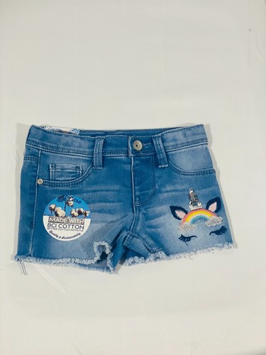 Girls Toddler Squeeze Denim Shorts Flower/Rainbow Crown Unicorn Cat 2T-3T - Picture 3 of 12