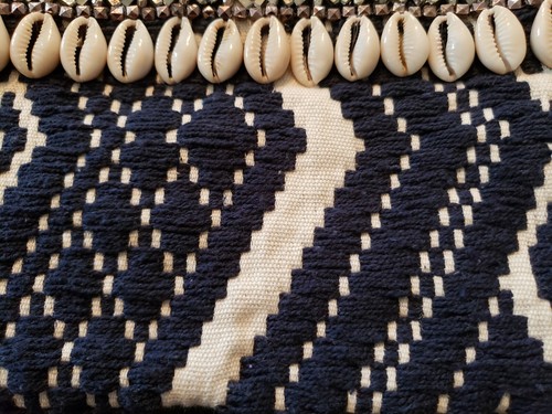 Southwestern Make Up/Accessory Bag Clutch Boho Lined Made In India Shells Beads - Imagen 3 de 5