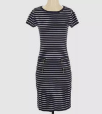 Carmen Marc Valvo Women's Sweater Dress Size Large Bodycon Striped Zipper