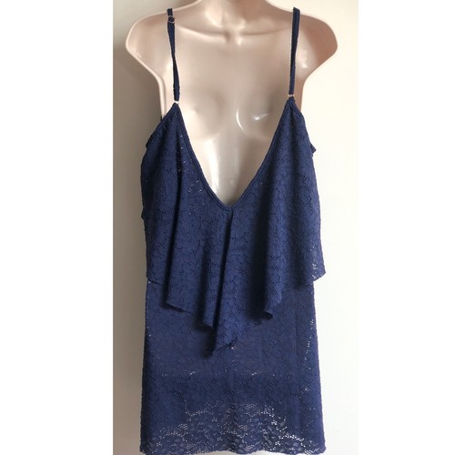 NWT Betsey Johnson navy blue floral lace pullover scoop neck mini dress medium - Picture 4 of 10