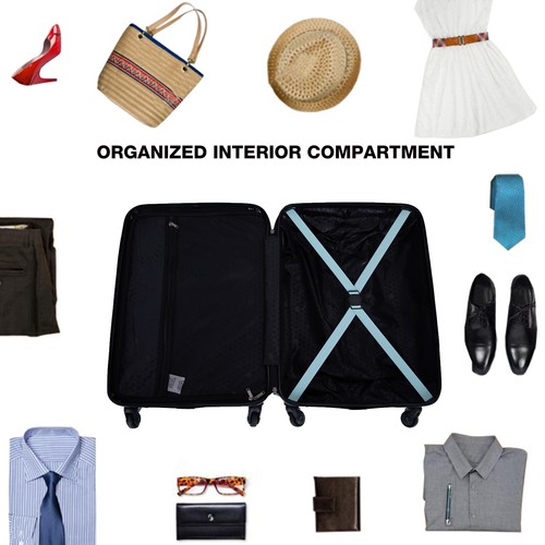 3 Piece Luggage Set ABS Lightweight w/ Spinner Wheels, TSA Lock (20/24/28) - Picture 6 of 12