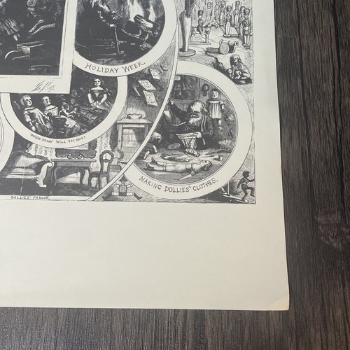 Santa Claus Works Thomas Nast xilografia stampa incisa 1866 Harper's settimanale rara - Foto 11 di 17