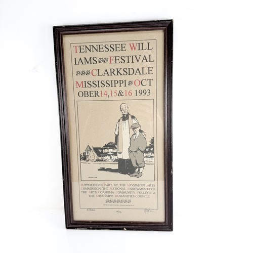 Vintage 1993 Tennessee Williams Festival Poster Framed Signed 44/250 20.5"x11"